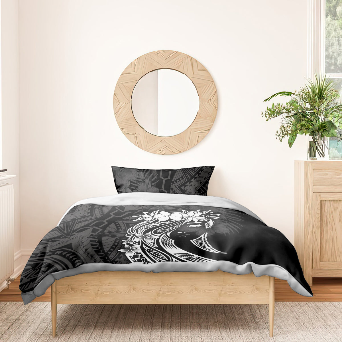 Polynesian Women's Day Bedding Set Plumeria Passion - Black LT7 - Polynesian Pride