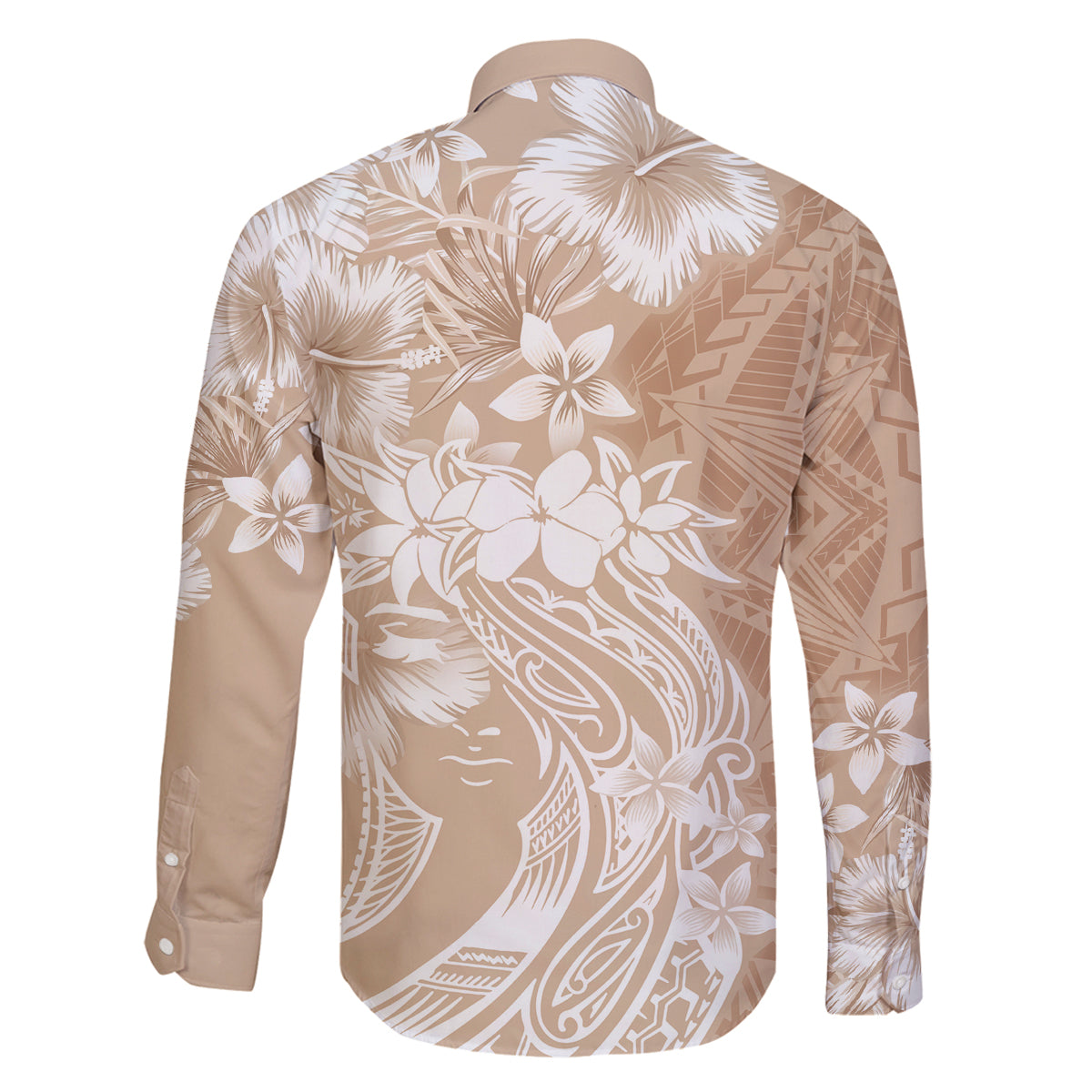 Polynesian Women's Day Family Matching Long Sleeve Bodycon Dress and Hawaiian Shirt Plumeria Passion - Beige LT7 - Polynesian Pride
