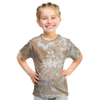 Polynesian Women's Day Kid T Shirt Plumeria Passion - Beige LT7 Beige - Polynesian Pride