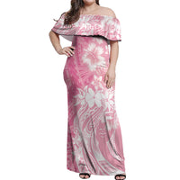 Polynesian Women's Day Off Shoulder Maxi Dress Plumeria Passion - Pink LT7 Women Pink - Polynesian Pride