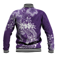 Polynesian Women's Day Baseball Jacket Plumeria Passion - Purple LT7 - Polynesian Pride