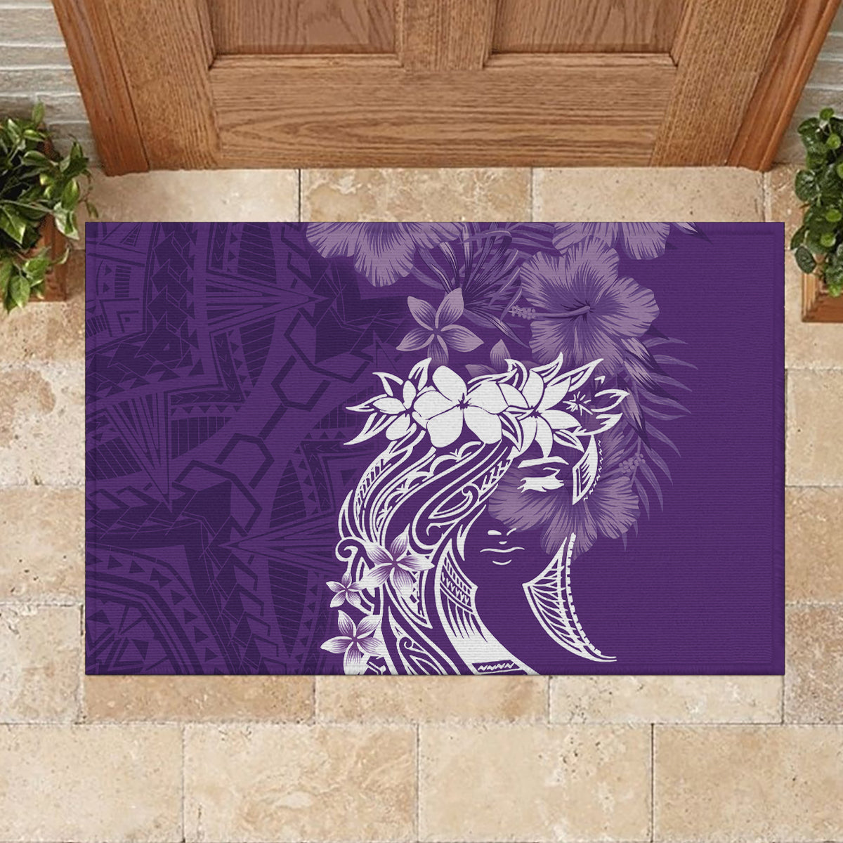 Polynesian Women's Day Rubber Doormat Plumeria Passion - Purple LT7 - Polynesian Pride