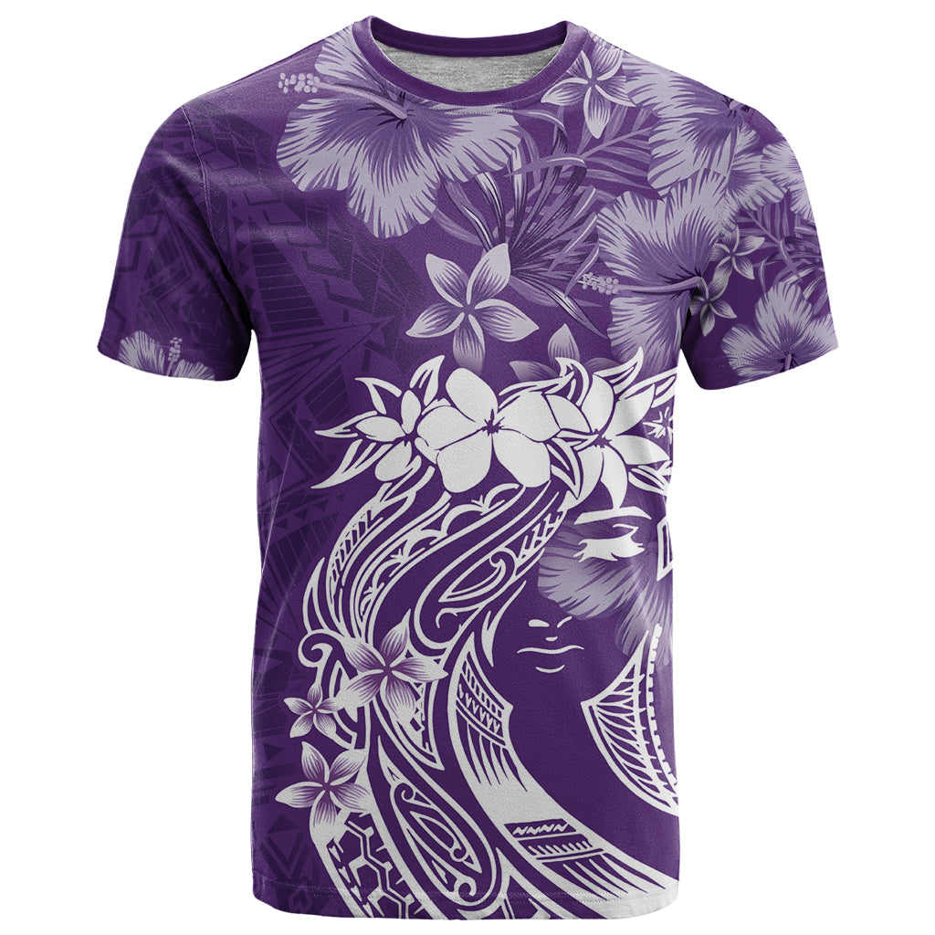 Polynesian Women's Day T Shirt Plumeria Passion - Purple LT7 Purple - Polynesian Pride