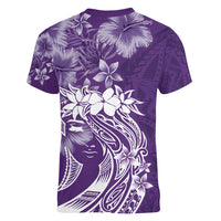 Polynesian Women's Day Women V Neck T Shirt Plumeria Passion - Purple LT7 - Polynesian Pride
