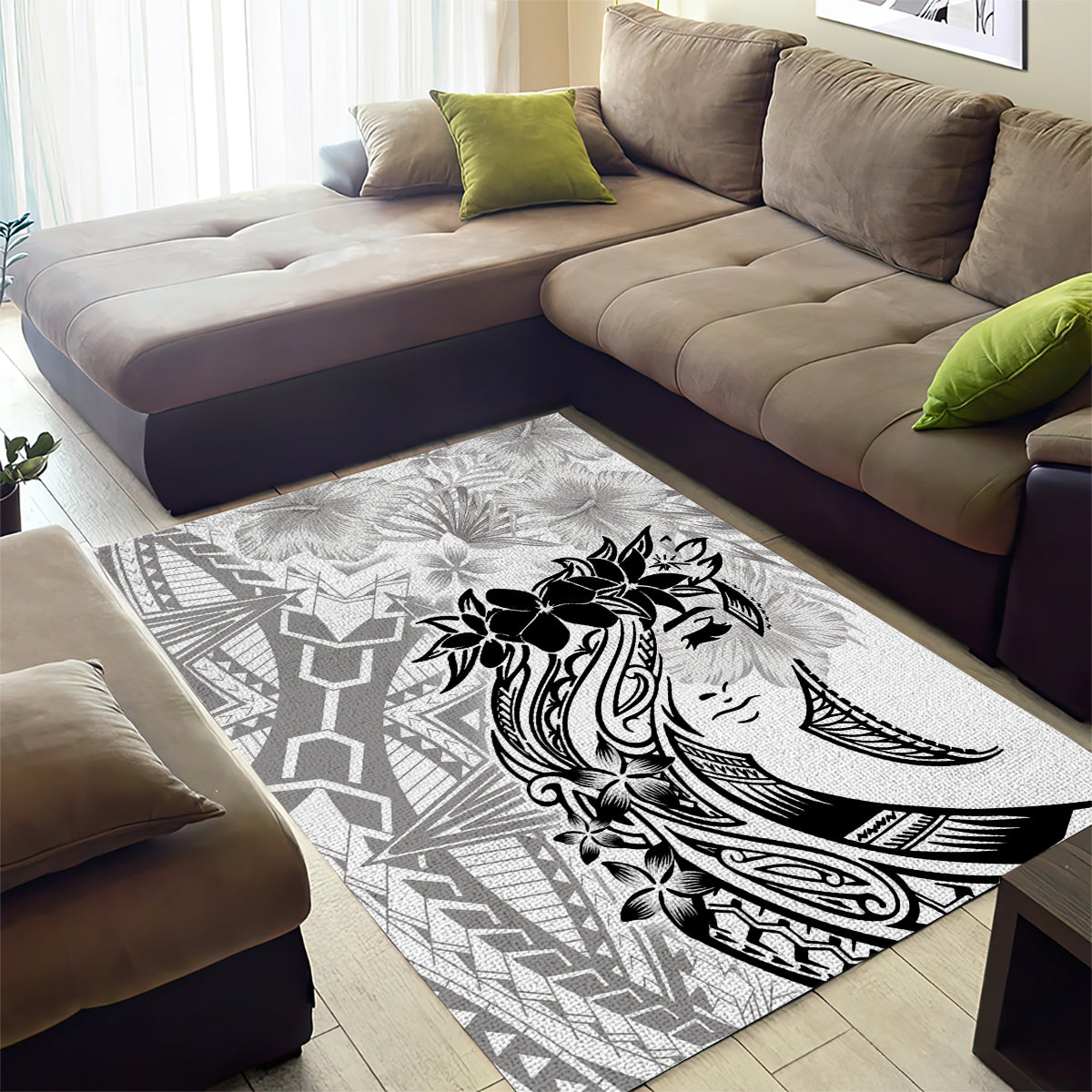 Polynesian Women's Day Area Rug Plumeria Passion - White LT7 - Polynesian Pride