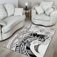 Polynesian Women's Day Area Rug Plumeria Passion - White LT7 - Polynesian Pride
