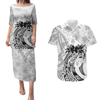 Polynesian Women's Day Couples Matching Puletasi and Hawaiian Shirt Plumeria Passion - White LT7 White - Polynesian Pride