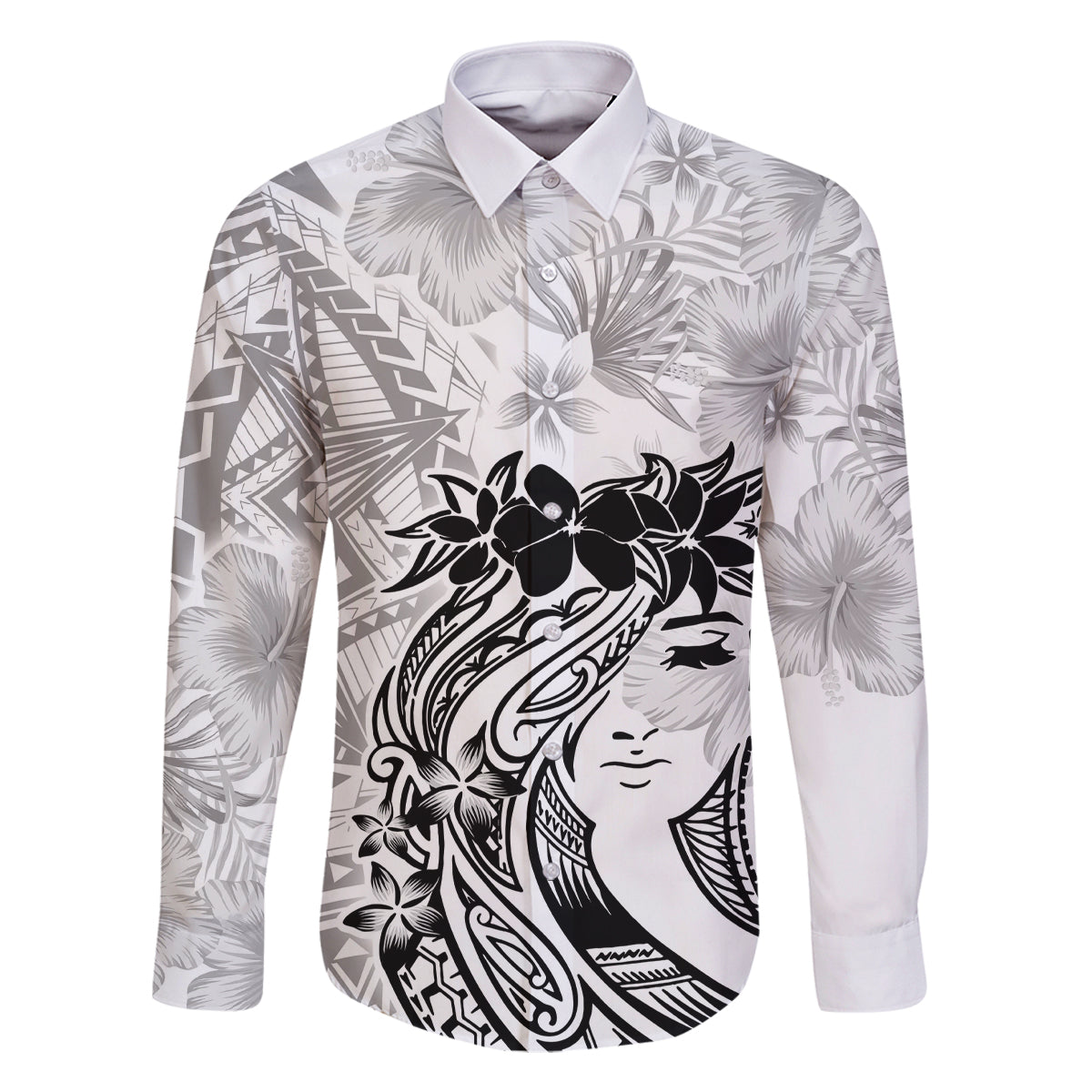 Polynesian Women's Day Family Matching Off Shoulder Long Sleeve Dress and Hawaiian Shirt Plumeria Passion - White LT7 Dad's Shirt - Long Sleeve White - Polynesian Pride