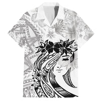 Polynesian Women's Day Family Matching Summer Maxi Dress and Hawaiian Shirt Plumeria Passion - White LT7 Dad's Shirt - Short Sleeve White - Polynesian Pride