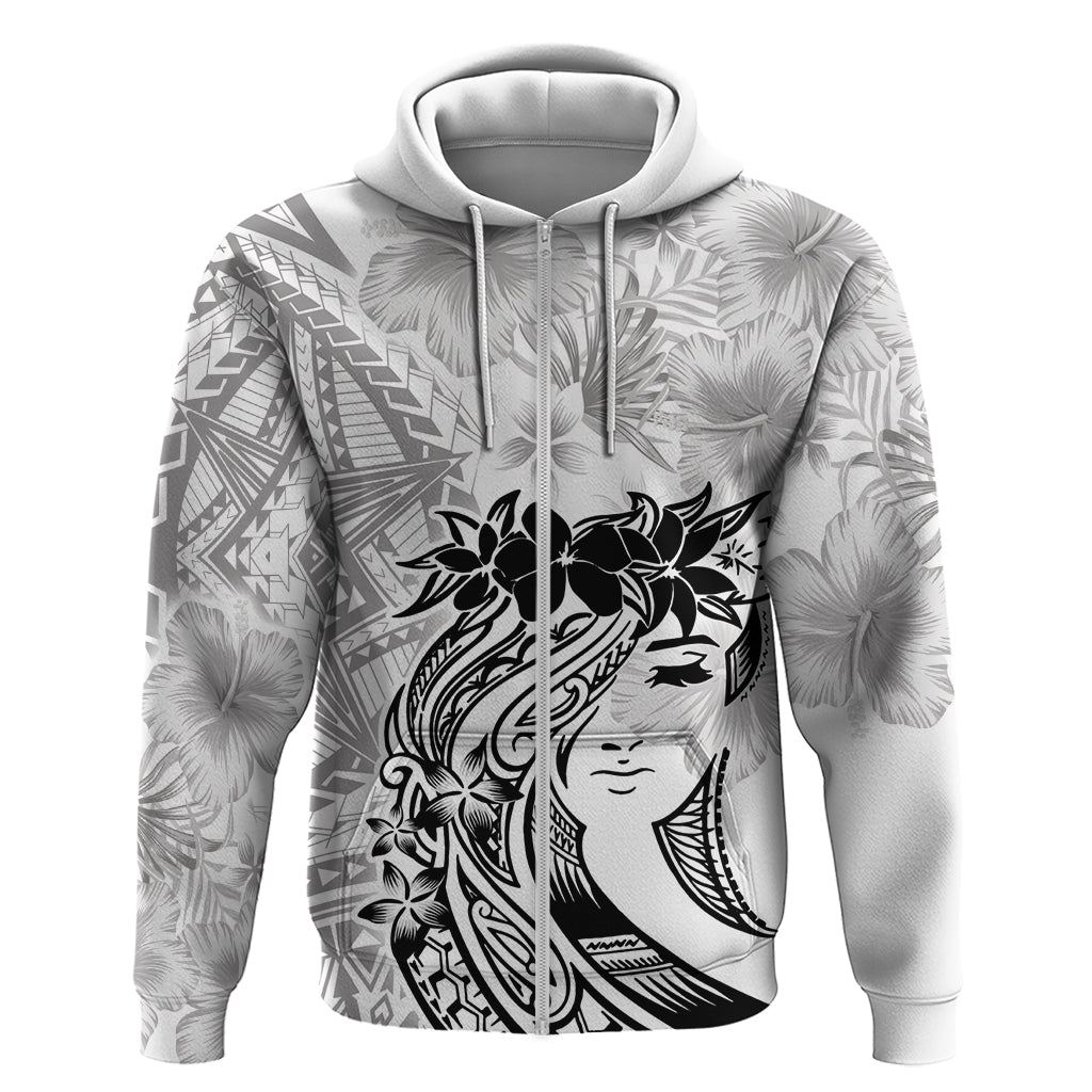 Polynesian Women's Day Hoodie Plumeria Passion - White LT7 Zip Hoodie White - Polynesian Pride
