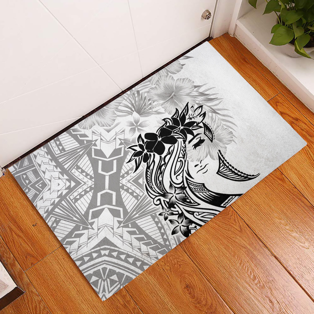Polynesian Women's Day Rubber Doormat Plumeria Passion - White LT7 White - Polynesian Pride