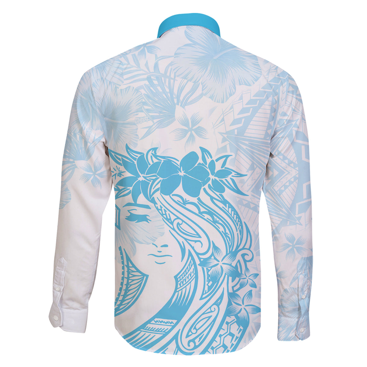 Polynesian Women's Day Family Matching Off Shoulder Maxi Dress and Hawaiian Shirt Plumeria Passion - Turquoise LT7 - Polynesian Pride