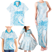 Polynesian Women's Day Family Matching Tank Maxi Dress and Hawaiian Shirt Plumeria Passion - Turquoise LT7 - Polynesian Pride