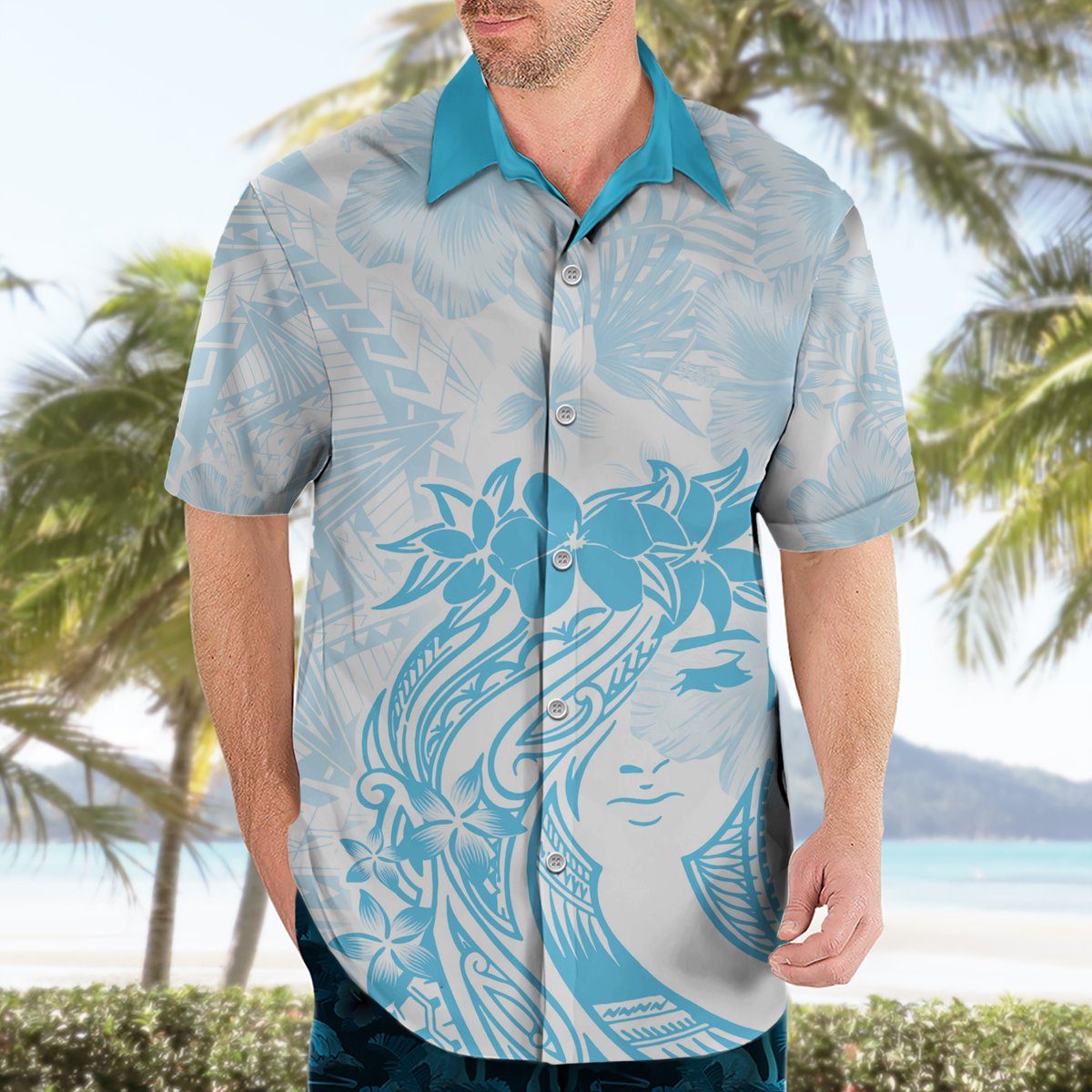 Polynesian Women's Day Hawaiian Shirt Plumeria Passion - Turquoise LT7 - Polynesian Pride