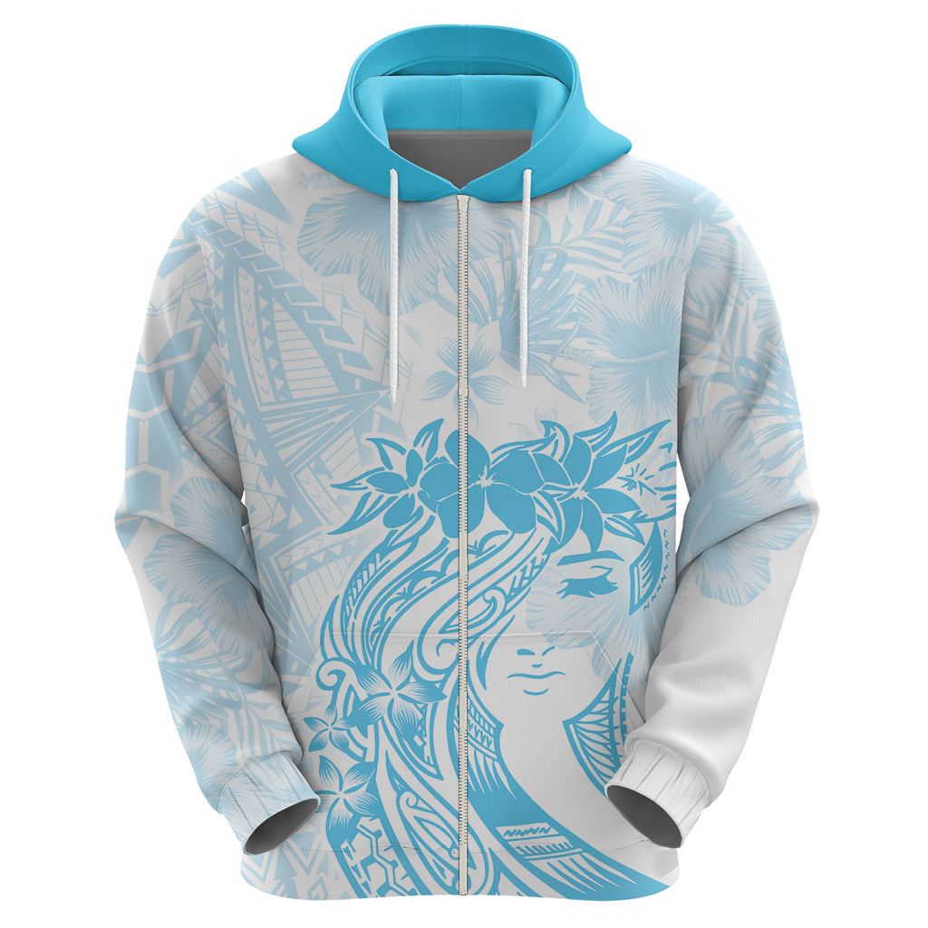 Polynesian Women's Day Hoodie Plumeria Passion - Turquoise LT7 - Polynesian Pride