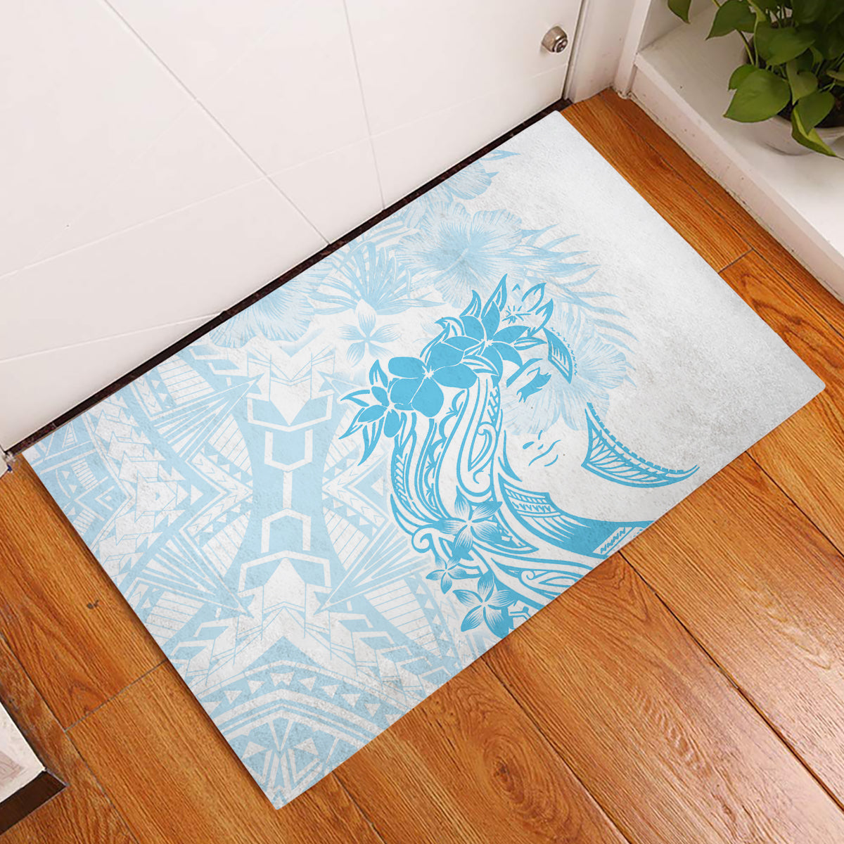 Polynesian Women's Day Rubber Doormat Plumeria Passion - Turquoise LT7 Turquoise - Polynesian Pride