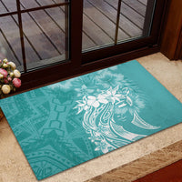 Polynesian Women's Day Rubber Doormat Plumeria Passion - Teal LT7 - Polynesian Pride