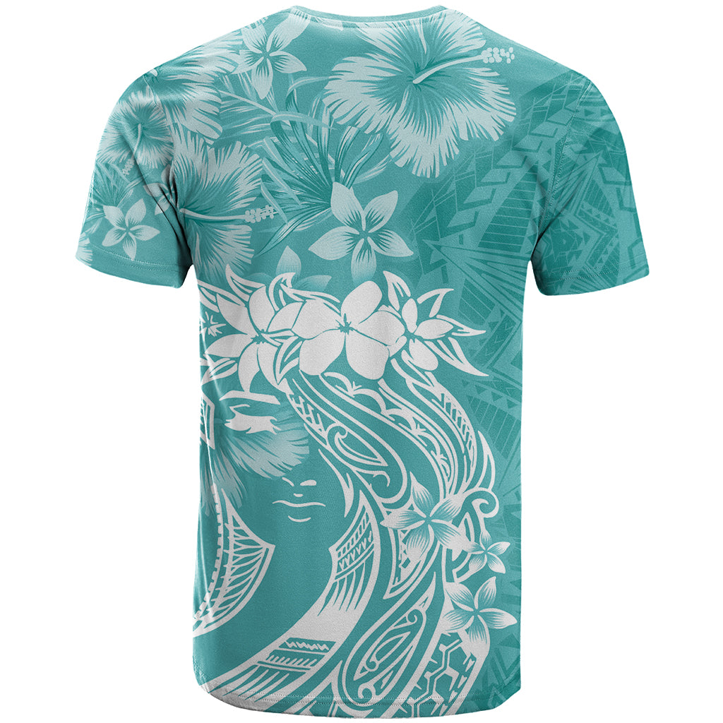 Polynesian Women's Day T Shirt Plumeria Passion - Teal LT7 - Polynesian Pride