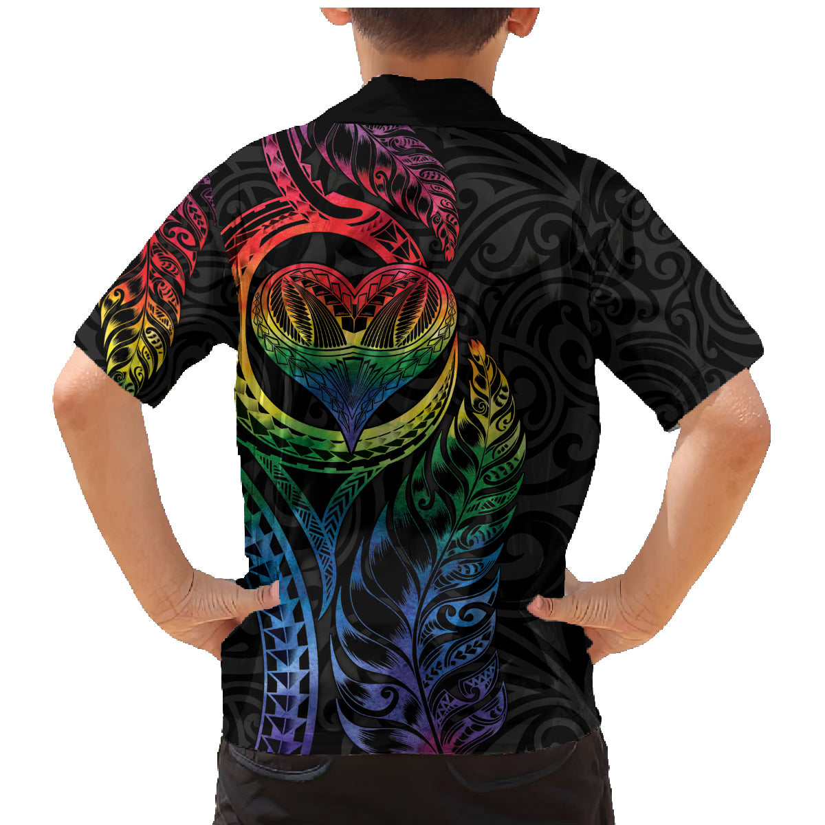 New Zealand Pride Family Matching Mermaid Dress and Hawaiian Shirt Takatapui Rainbow Fern LT7 - Polynesian Pride