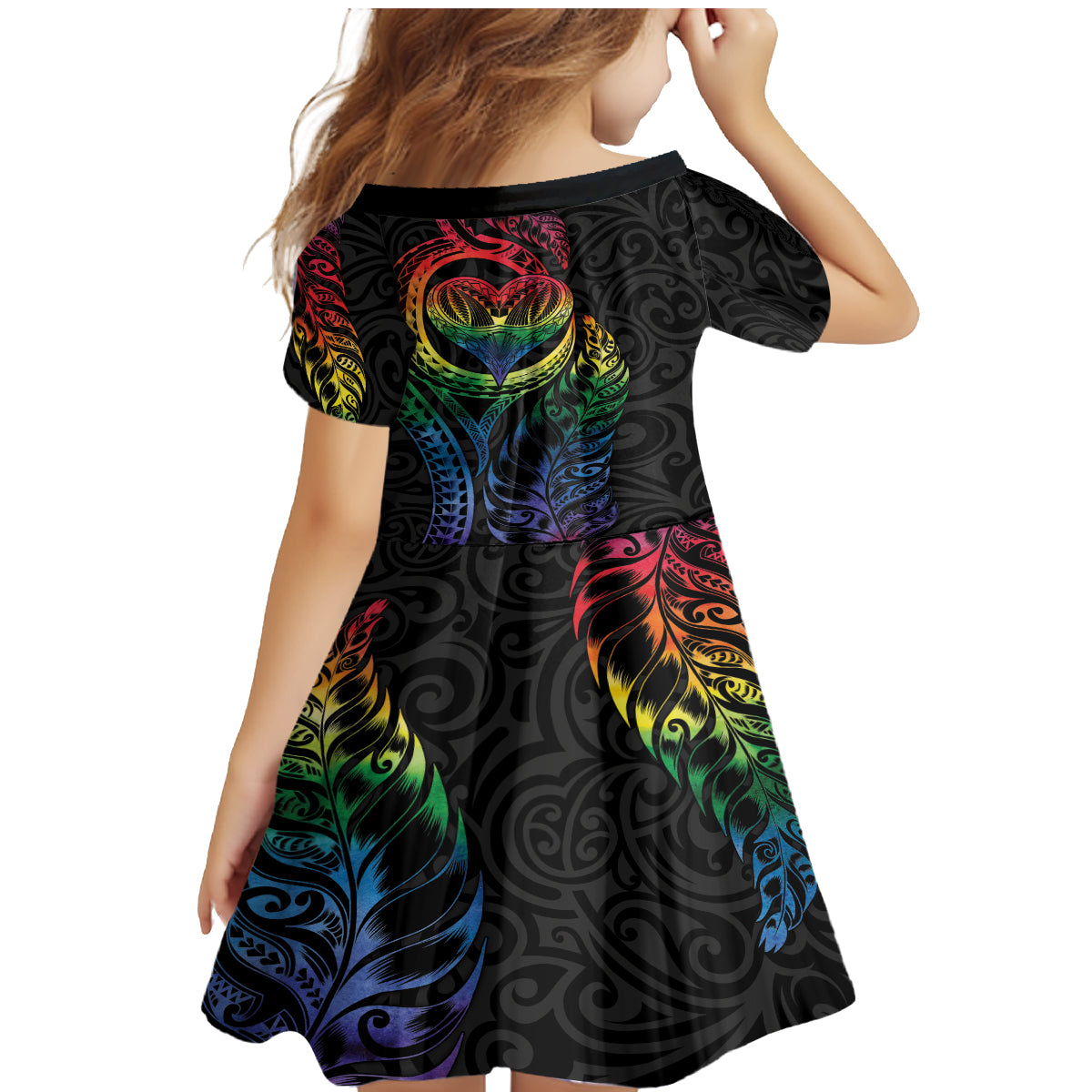 New Zealand Pride Family Matching Mermaid Dress and Hawaiian Shirt Takatapui Rainbow Fern LT7 - Polynesian Pride