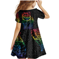 New Zealand Pride Family Matching Mermaid Dress and Hawaiian Shirt Takatapui Rainbow Fern LT7 - Polynesian Pride