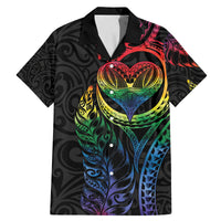 New Zealand Pride Family Matching Mermaid Dress and Hawaiian Shirt Takatapui Rainbow Fern LT7 Dad's Shirt - Short Sleeve Colorful - Polynesian Pride