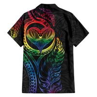 New Zealand Pride Family Matching Off The Shoulder Long Sleeve Dress and Hawaiian Shirt Takatapui Rainbow Fern LT7 - Polynesian Pride