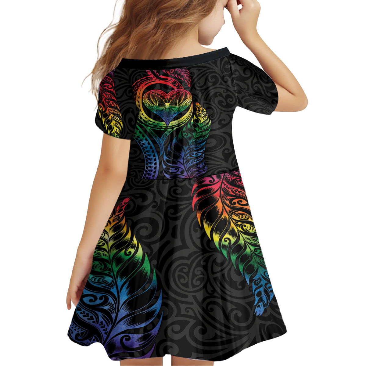 New Zealand Pride Family Matching Off Shoulder Maxi Dress and Hawaiian Shirt Takatapui Rainbow Fern LT7 - Polynesian Pride
