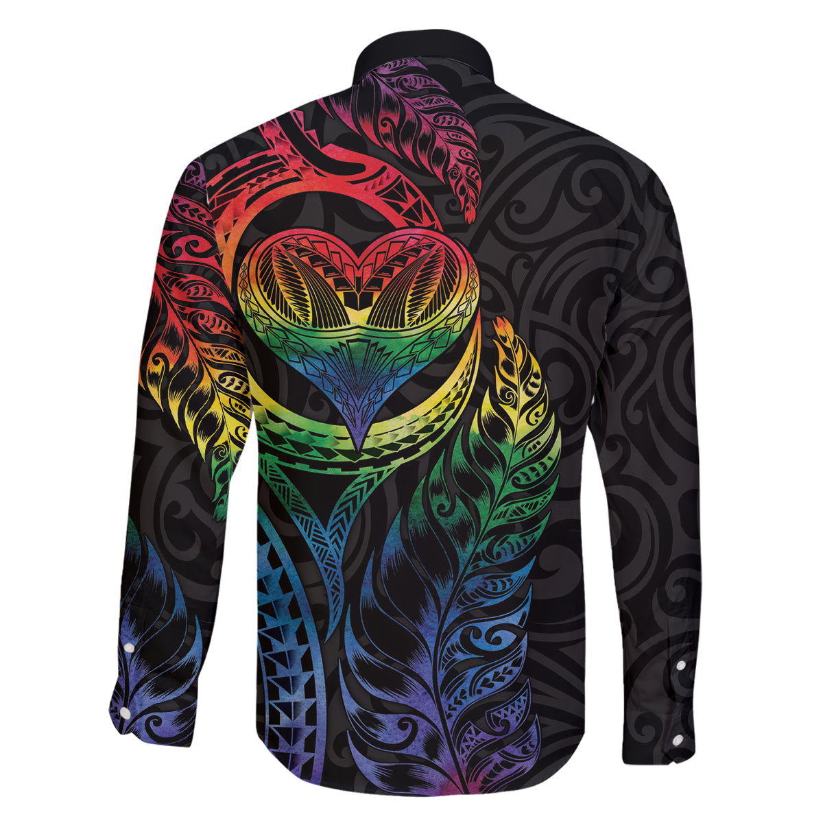 New Zealand Pride Family Matching Off Shoulder Maxi Dress and Hawaiian Shirt Takatapui Rainbow Fern LT7 - Polynesian Pride