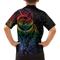 New Zealand Pride Family Matching Off Shoulder Short Dress and Hawaiian Shirt Takatapui Rainbow Fern LT7 - Polynesian Pride