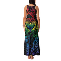 New Zealand Pride Family Matching Tank Maxi Dress and Hawaiian Shirt Takatapui Rainbow Fern LT7 - Polynesian Pride