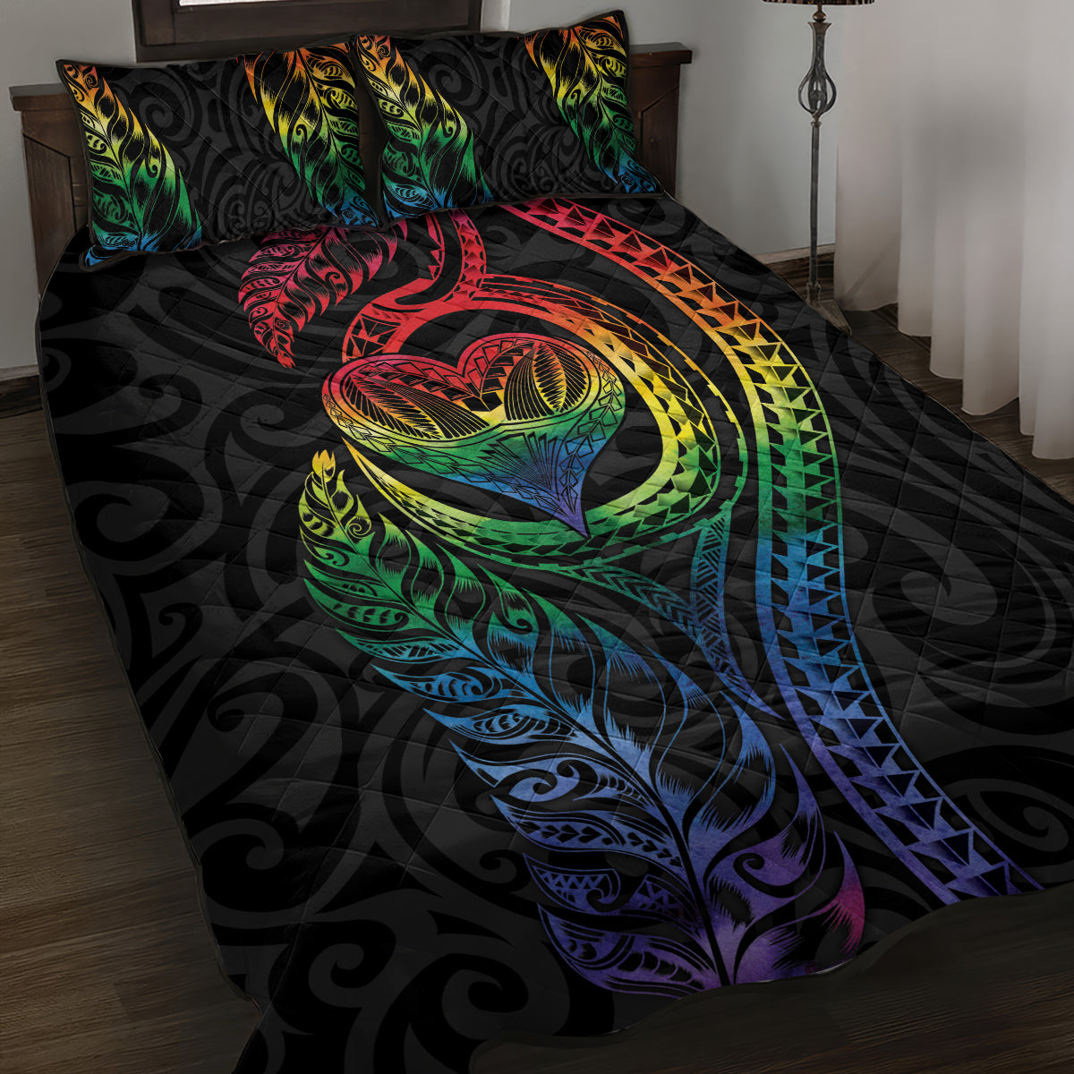 New Zealand Pride Quilt Bed Set Takatapui Rainbow Fern LT7 Colorful - Polynesian Pride