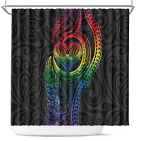 New Zealand Pride Shower Curtain Takatapui Rainbow Fern LT7 Colorful - Polynesian Pride