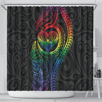 New Zealand Pride Shower Curtain Takatapui Rainbow Fern LT7 - Polynesian Pride
