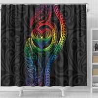 New Zealand Pride Shower Curtain Takatapui Rainbow Fern LT7 - Polynesian Pride