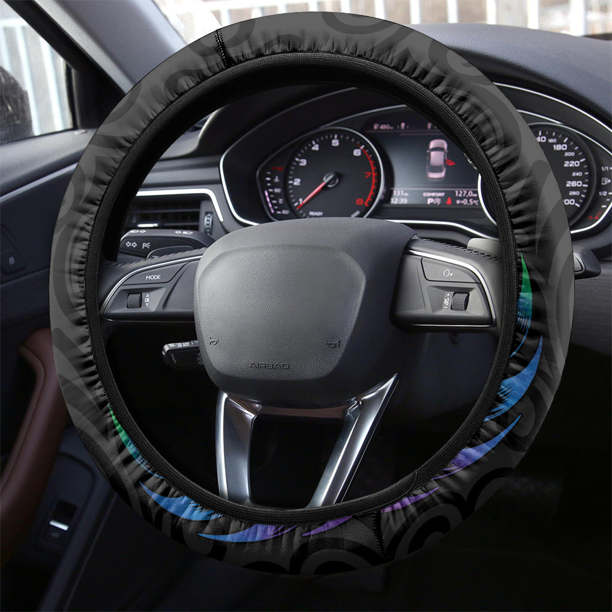 New Zealand Pride Steering Wheel Cover Takatapui Rainbow Fern