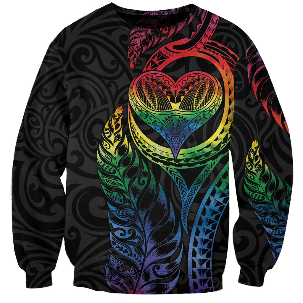 New Zealand Pride Sweatshirt Takatapui Rainbow Fern LT7 Unisex Colorful - Polynesian Pride