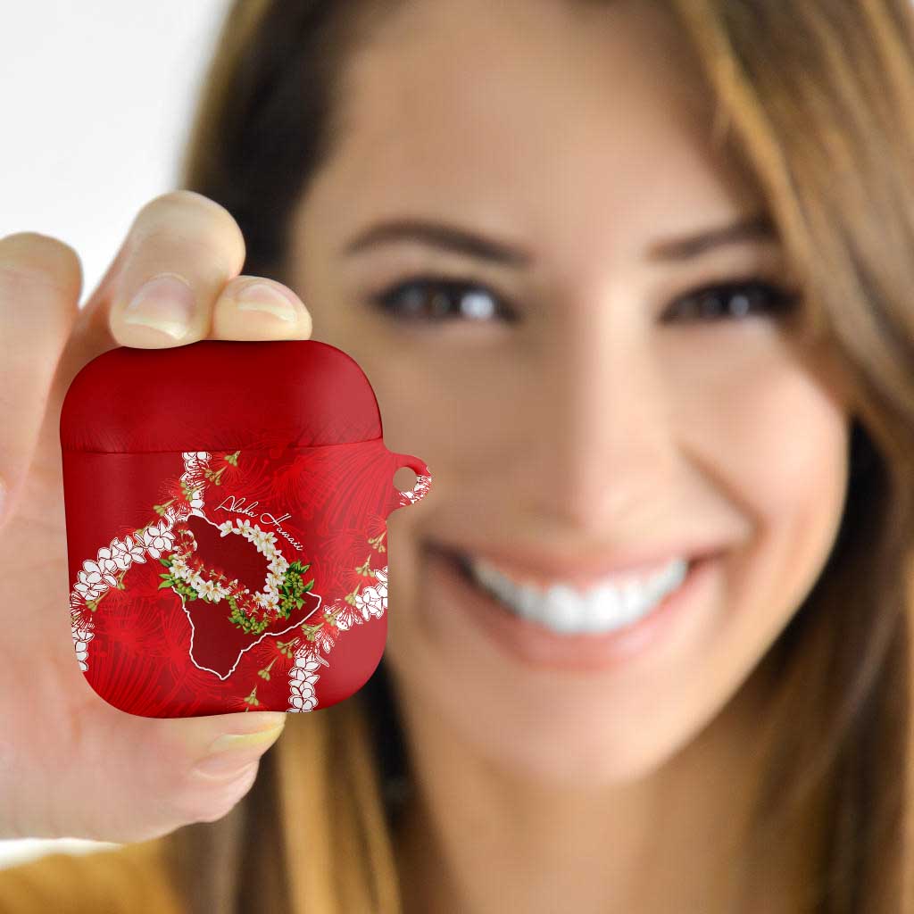Hawaii Island Flowers Lei AirPods Case Ohia Lehua Scarlet Red