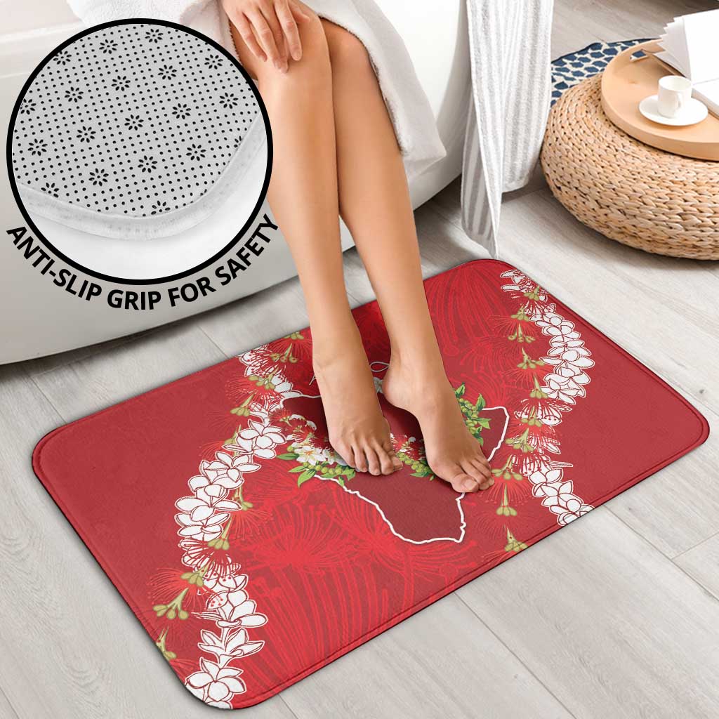 Hawaii Island Flowers Lei Bathroom Set Ohia Lehua Scarlet Red