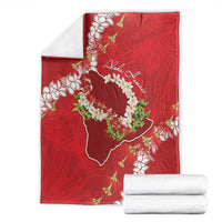 Hawaii Island Flowers Lei Blanket Ohia Lehua Scarlet Red