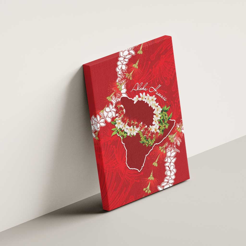 Hawaii Island Flowers Lei Canvas Wall Art Ohia Lehua Scarlet Red