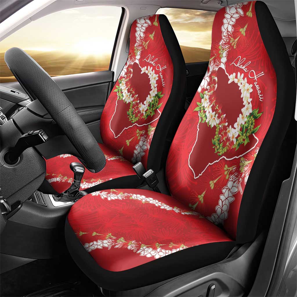 Hawaii Island Flowers Lei Car Seat Cover Ohia Lehua Scarlet Red