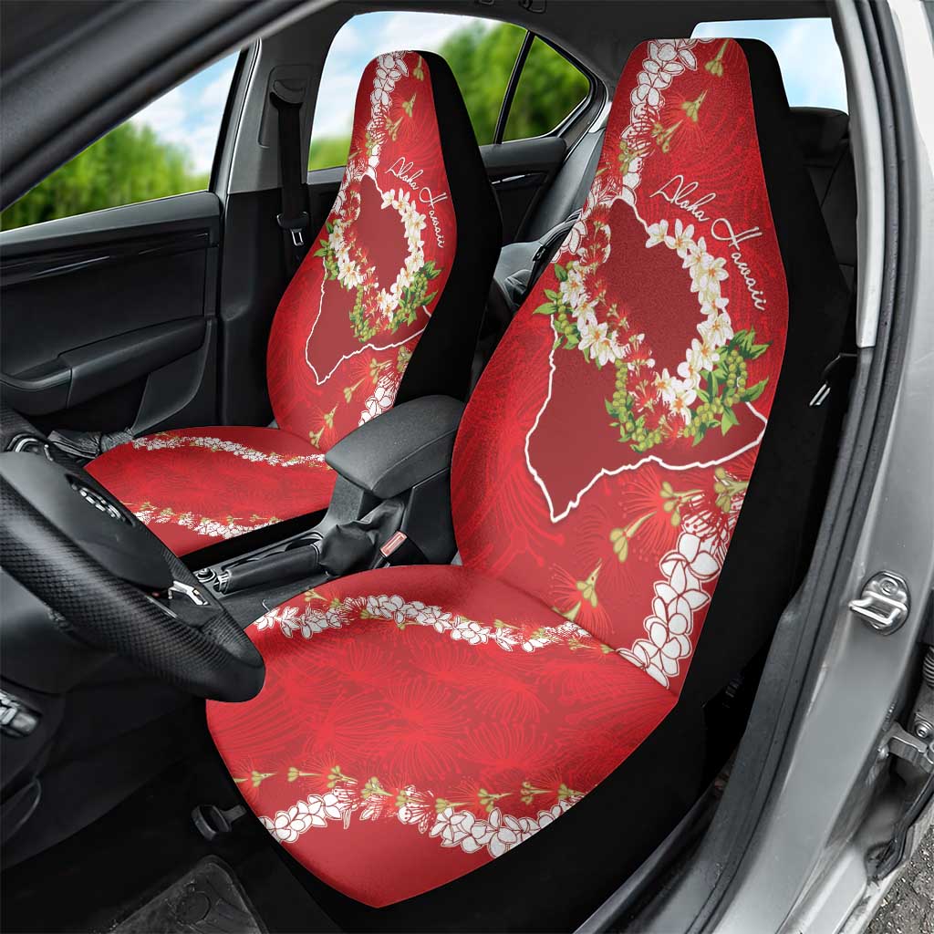 Hawaii Island Flowers Lei Car Seat Cover Ohia Lehua Scarlet Red