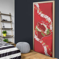 Hawaii Island Flowers Lei Door Cover Ohia Lehua Scarlet Red