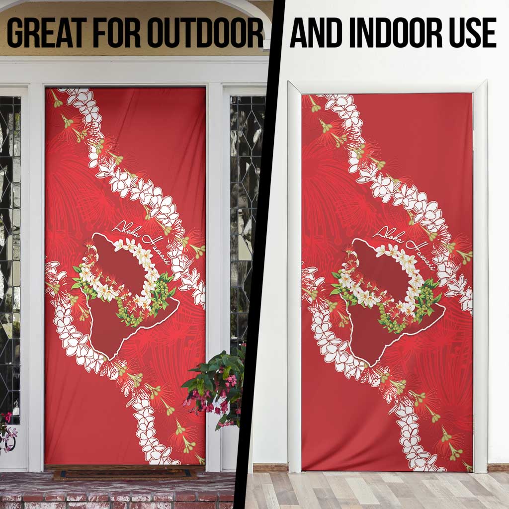 Hawaii Island Flowers Lei Door Cover Ohia Lehua Scarlet Red