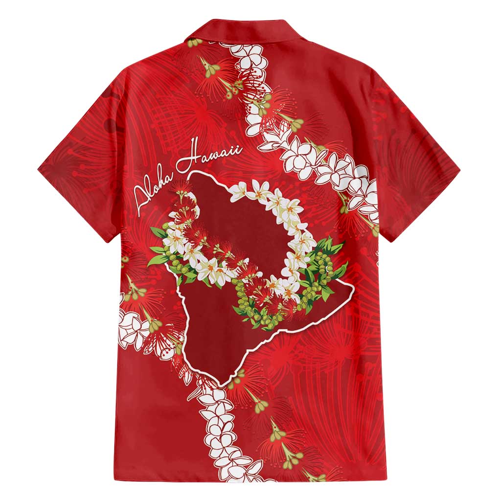 Hawaii Island Flowers Lei Family Matching Mermaid Dress and Hawaiian Shirt Ohia Lehua Scarlet Red LT7 - Polynesian Pride
