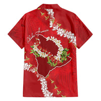 Hawaii Island Flowers Lei Family Matching Puletasi and Hawaiian Shirt Ohia Lehua Scarlet Red LT7 - Polynesian Pride