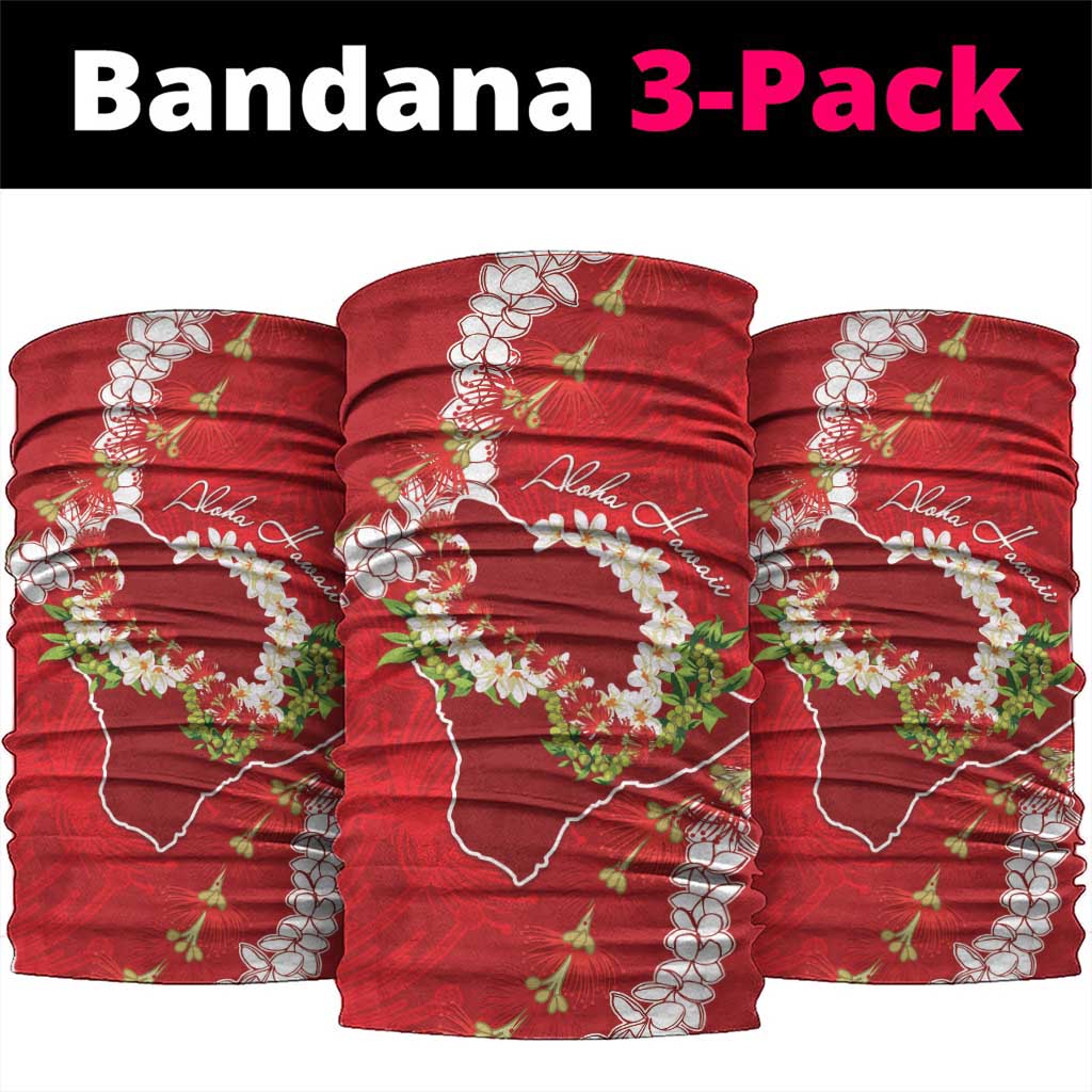 Hawaii Island Flowers Lei Neck Gaiter Ohia Lehua Scarlet Red