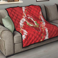 Hawaii Island Flowers Lei Quilt Ohia Lehua Scarlet Red