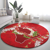 Hawaii Island Flowers Lei Round Carpet Ohia Lehua Scarlet Red